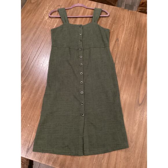 Madewell Texture & Thread Button-Front Tank Dress in Dark Forest Green Sz S NWT - Picture 8 of 10